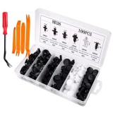 Cumpara ieftin Set 105 piese cleme clipsuri universale pentru reconditionare auto, 6 dimensiuni, cu unelte de demontare, pentru caroserie, panouri si ornamente