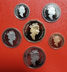 SV * Canada 1 CENT - 5 - 10 - 25 - 50 CENTS - ONE DOLLAR * din Set Monetarie Proof 1990, desfacut / -UNC