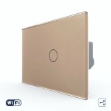 Intrerupator WiFi touch simplu cap scara Livolo, auriu, standard italian
