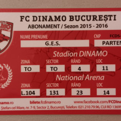 M5 - Abonament stadionul Dinamo Bucuresti sezonul 2015/2016 - piesa de colectie!