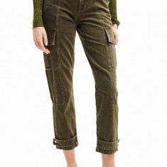 Desigual pantaloni femei, culoarea verde