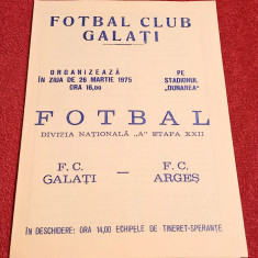 Program meci fotbal FC GALATI - FC ARGES PITESTI (26.03.1975)