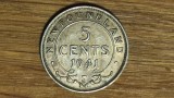 Newfoundland Canada - bijuterie argint sterling - 5 cents 1941 -George VI- AUNC