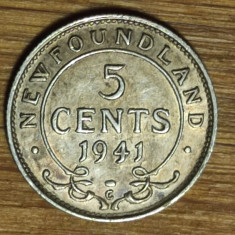 Newfoundland Canada - bijuterie argint sterling - 5 cents 1941 -George VI- AUNC