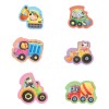 Puzzle Bebelusi, Model Vehicule Cu Animale, Set 6 Bucăți, Multicolor, Piese Mari, Oem