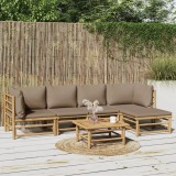Cumpara ieftin Gossi set mobilier de gradina cu perne gri taupe, 6 piese, bambus