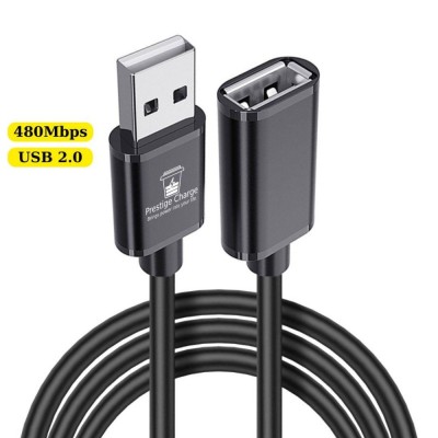 Cablu extensie USB 2.0, PRESTIGE CHARGE&amp;reg;, Prelungitor de mare viteza, USB-A tata la USB-A mama, 2m, Incarcare si Transfer de Date Rapid Simultan, Univ foto