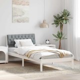 VidaXL Cadru de pat Alb și gri deschis 90 x 200 cm Lemn masiv de pin 878638