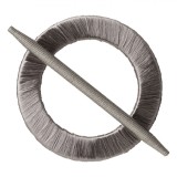 Brosă Decorativă Perdea, Inel Lemn, Fire Gri Argintii, Diametru 15cm, Oem