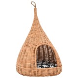 Cumpara ieftin Casa pentru pisici cu perna, 40x60 cm, salcie naturala, teepee