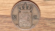R10 Olanda - moneda de colectie rara - 1/2 cent 1827 - foarte greu de gasit !