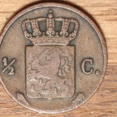 Olanda - moneda de colectie rara - 1/2 cent 1827 - foarte greu de gasit !