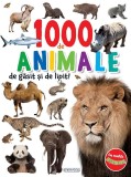 Carte cu abtibilduri 1000 de animale Girasol, educativa, cartonata, format mare 32x24 cm, varsta 3+ ani