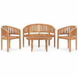 vidaXL Set mobilier grădină tip banană, 4 piese, lemn masiv de tec 3059961