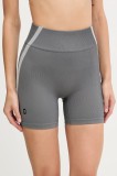 On pantaloni scurți de yoga Studio culoarea gri, cu imprimeu, high waist, 1WF10360962