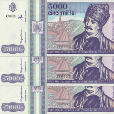 Romania, 1 bucata 5000 lei 1993_aUNC_fara pliuri_ C.0028 - 210326/27/28