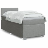 VidaXL Pat box spring cu saltea, gri deschis, 100x200 cm, textil 3285792