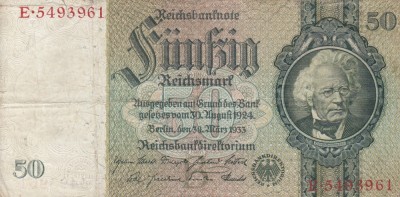 GERMANIA 50 reichsmark 1933 VF!!! foto