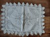Fata de masa taraneasca veche lucru manual pe panza tesuta in casa, brodat Cristos au Inv, margini dantela crosetata, 72x 88cm