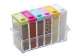 Set 6 recipiente pentru condimente, plastic, multicolor, 17x10.2x5.5 cm, Oem