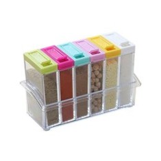 Set 6 recipiente pentru condimente, plastic, multicolor, 17x10.2x5.5 cm