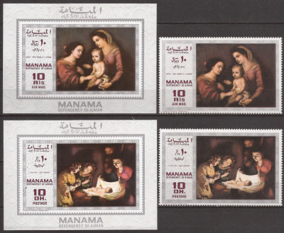 MANAMA 1969 PICTURA ( serie dt. + 2 colite de luxe ndt.) MNH foto