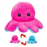 Caracatiță de plus reversibilă, 14 cm, Fucsia și Albastru, cu două expresii, CMCLASS