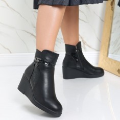 Ghete dama Imblanite cu Platforma Negre din Piele Ecologica Ridana, 38