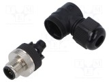 Conector M12 5 pini tată IP67 &icirc;n unghi pe cablu 30V 4A LUTRONIC