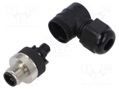 Conector M12 5 pini tată IP67 &amp;icirc;n unghi pe cablu 30V 4A LUTRONIC foto