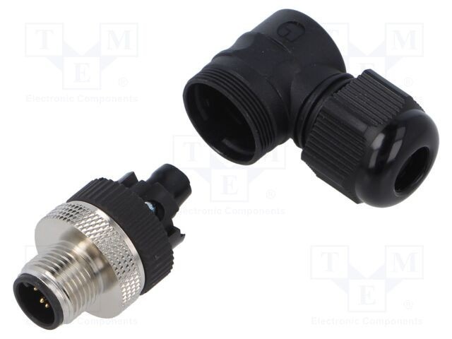 Conector M12 5 pini tată IP67 &icirc;n unghi pe cablu 30V 4A LUTRONIC