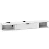 HOMCOM Comodă TV suspendată 120 cm, mobilier TV pentru televizoare p&acirc;nă la 127 cm, sertar rabatabil 2 rafturi 120x24x16cm alb | Aosom Romania
