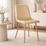 Cumpara ieftin Scaun Bucatarie/Living Leobert Artool Lava, Catifea Bej, Picioare Metal Natur, 45x55x86 cm