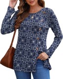 Tricou de damă cu m&acirc;neci lungi, ușor, casual, tunica, pulover &ndash; Navy White S