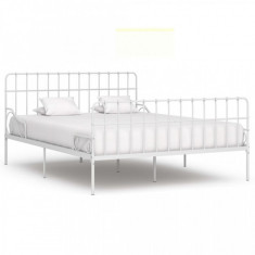 Cadru de pat cu baza din ?ipci, alb, 180 x 200 cm, metal foto