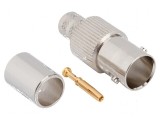 Conector BNC mamă drept 75&Omega; pentru lipire și crimpare pe cablu