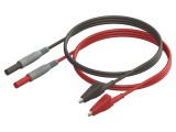 Cabluri de măsurare CAL TEST 0,6m izolație silicon negru și roșu cu mufă banană 4mm și clemă crocodil