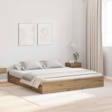 vidaXL Cadru de pat cu spațiu de depozitare cu sertar stejar artizanal 3335268