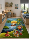 Cumpara ieftin Covor Camera Copii Pirati 11059-180, Marime 80 x 150 cm, Multicolor, Inaltime Fir 9 mm, Antialergic, Polipropilena, Gradinita, Cresa, Loc de Joaca