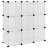 Organizator cub de depozitare cu uși, 9 cuburi, transparent PP