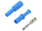 Conector banană 4mm 36A 1kVAC albastru cu izolație 63mm