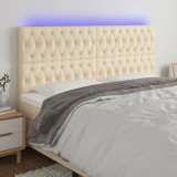 Tablie de pat cu LED, crem, 200x7x118/128 cm, textil GartenMobel Dekor, vidaXL