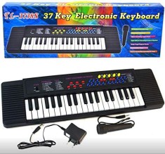 Orga electronica copii, microfon, 37 clape, incepatori, Negru foto