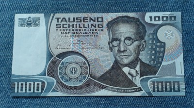 1000 Schilling 1983 Austria / Erwin Schrodinger / seria F792674N foto