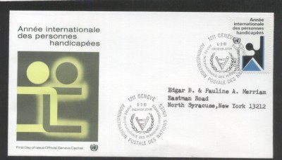 UN Geneva 1981 International year of disabled people Mi.97 FDC UN.165 foto