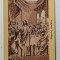IISUS HRISTOS PREFCAND VINUL IN APA LA NUNTA DE LA CANA GALILEII , CROMOLITOGRAFIE , FORMAT CARTE POSTALA , CCA . 1900