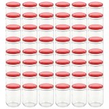 Borcane din sticla pentru gem, capac rosu, 48 buc., 230 ml