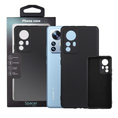 Husa Xiaomi 12 Pro Spacer, negru, grosime 2mm, material flexibil silicon + interior cu microfibra &quot;SPPC-XI-12P-SLK&quot;