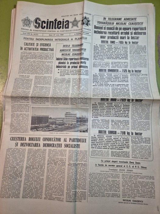 ziarul scanteia 27 iunie 1989 - articol orasul talmaciu