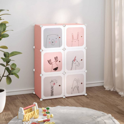 Gossi dulap de depozitare cub pentru copii, 6 cuburi, roz, pp foto